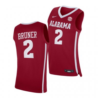 Men's Alabama Crimson Tide #2 Jordan Bruner Crimson 2021 NCAA Replica College Basketball Jersey 2403QYRK4